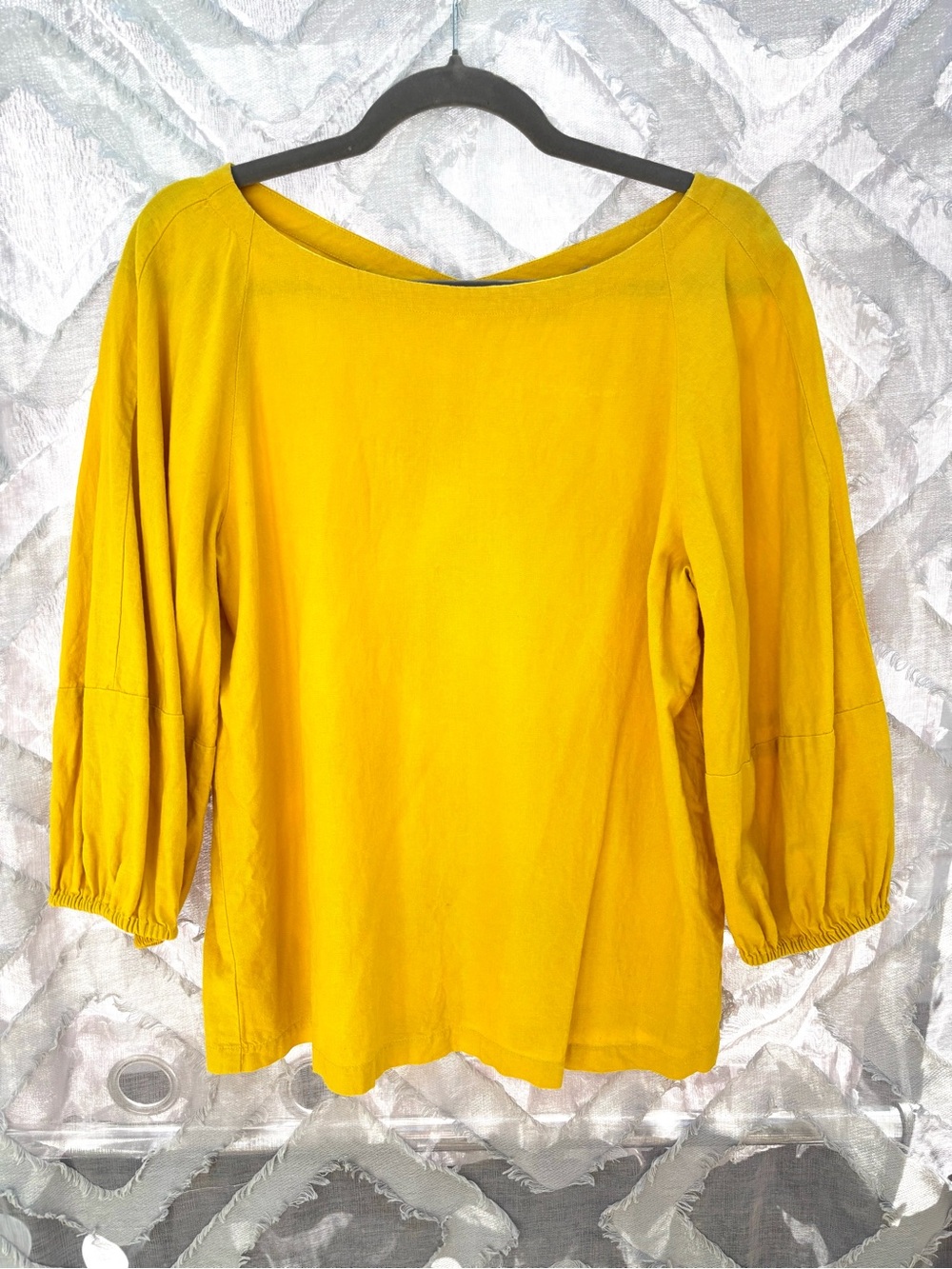 LOFT Mustard Yellow Women's Boatneck 3/4 Sleeve Top Size Medium